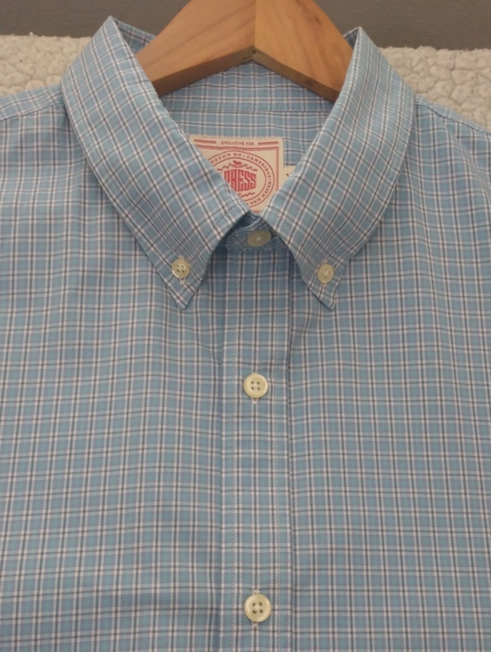 J. Press XXL Blue/White Check Cotton Trunk Club Shirt *